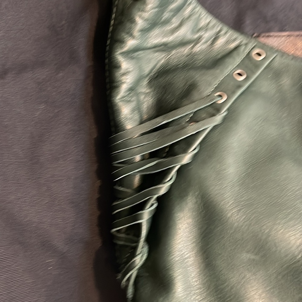 Horse and Nail handbag green silver and brown leather hobo style - Picture 4 of 15